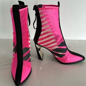 Geometric design, neon ankle boots